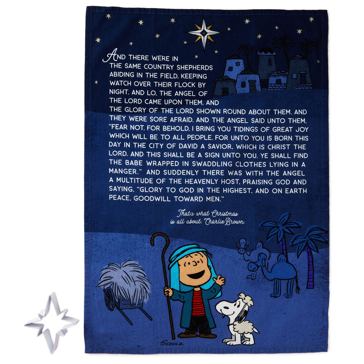 Hallmark Peanuts® Linus Christmas Tea Towel With Star Cookie