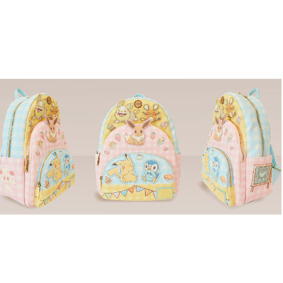 Loungefly Pokémon Cafe Food Backpack Surrounding Tasty Treats, NWT Loungefly Pokemon Cafe Pikachu and Eevee Food Mini Backpack  main image 4