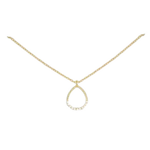 Gold Open Teardrop Pearl Layers Necklace