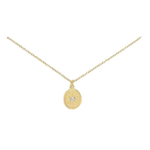 Gold Oval CZ Coin Layers Necklace