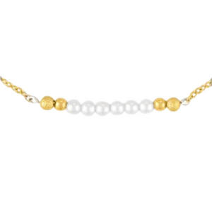 Gold Pearl Bar Layers Necklace