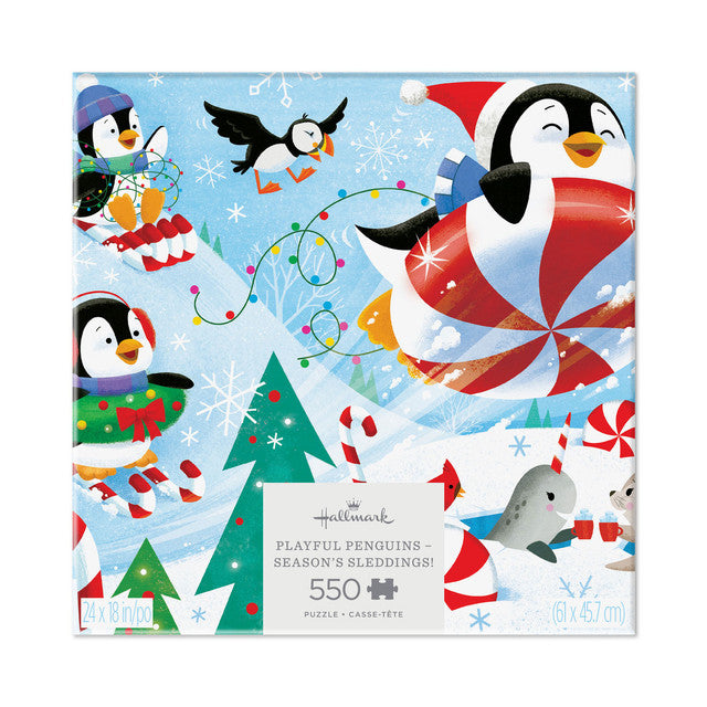 Hallmark Playful Penguins Season's Sleddings 550-Piece Jigsaw