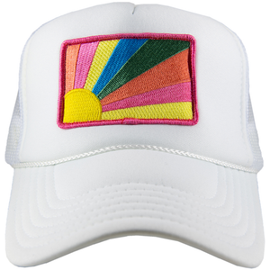 Bursting Sunshine White Katydid Embroidered Trucker Hat