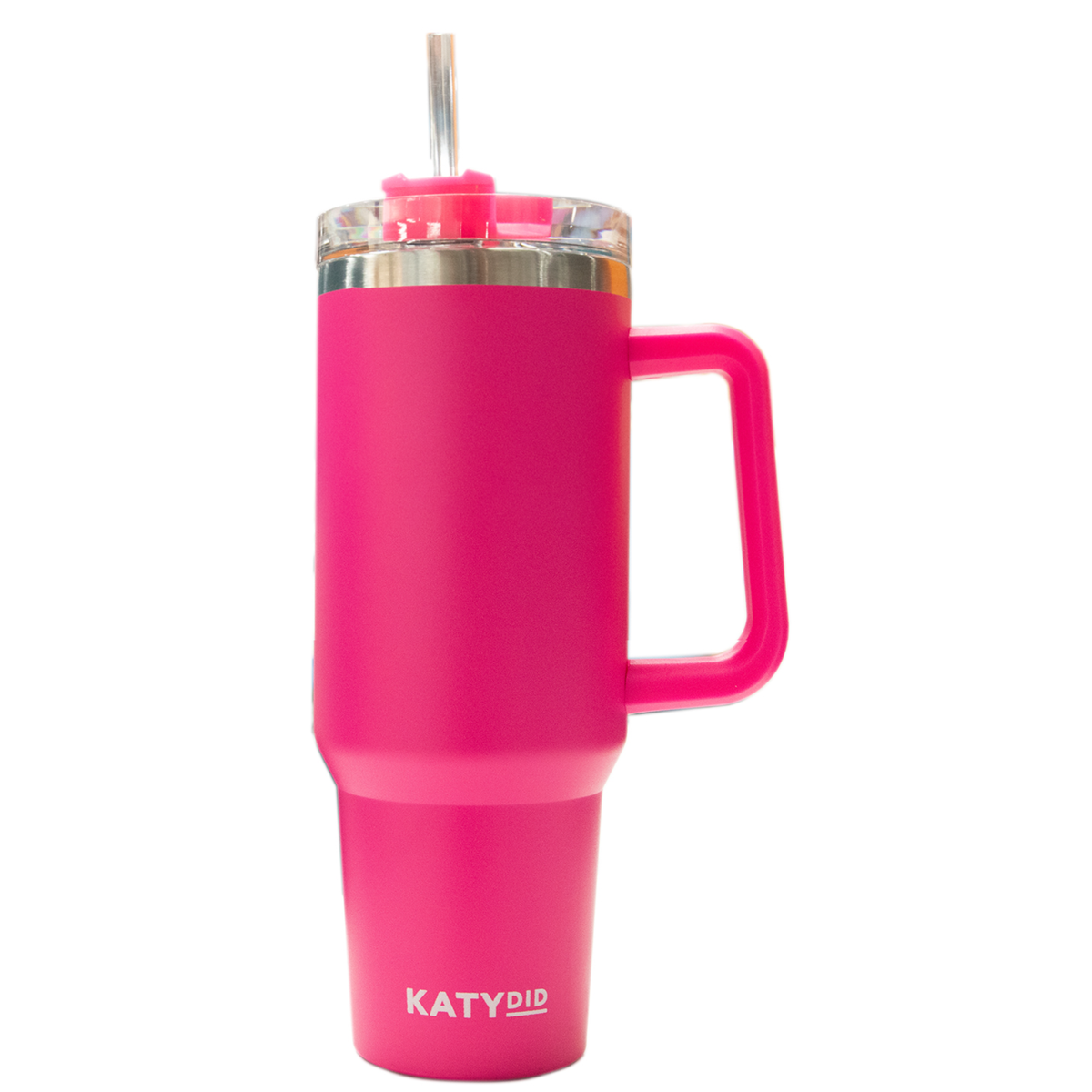 40 Oz. Hot Pink Katydid Stainless Steel Tumbler with Handle and Straw –  Steve's Hallmark
