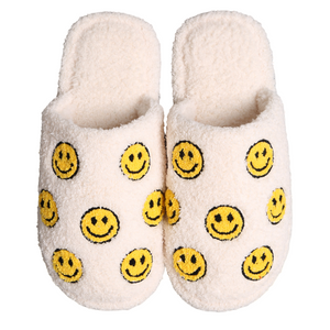 Mini Happy Faces Fuzzy Slippers