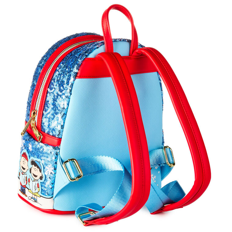holiday loungefly mini backpack Peanuts Sequin Holiday Mini Backpack by Loungefly