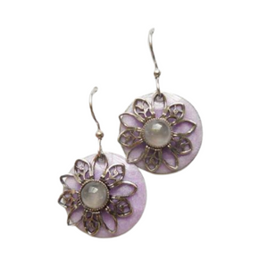 Silver Forest Amethyst with Flower Earrings