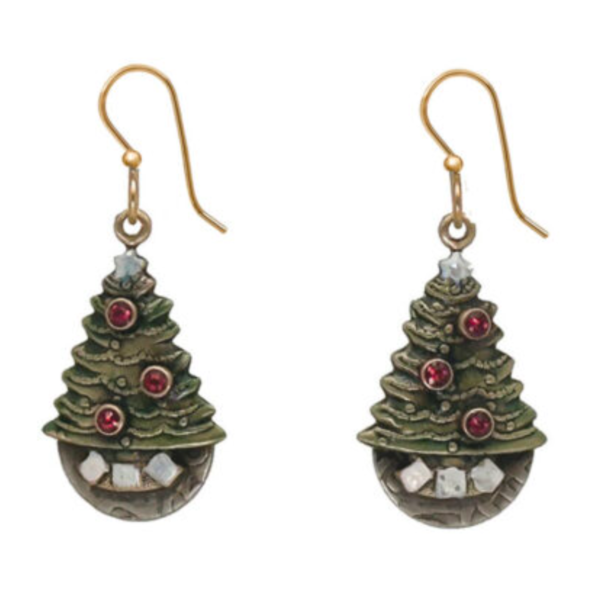 Silver forest christmas earrings 2025