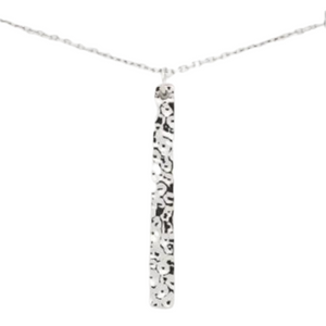 Silver Hammered Single Bar Layers Necklace