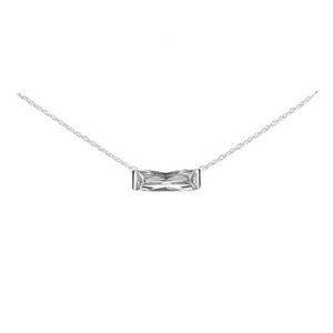 Silver Rectangular CZ Layers Necklace