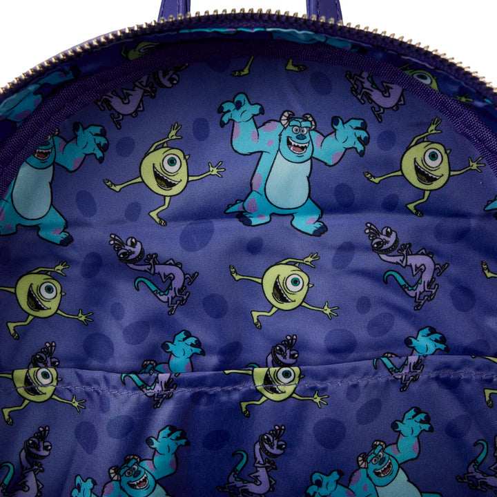 Loungefly Pixar Monsters Inc. Mike Sulley and Randall Triple Pocket Mini Backpack