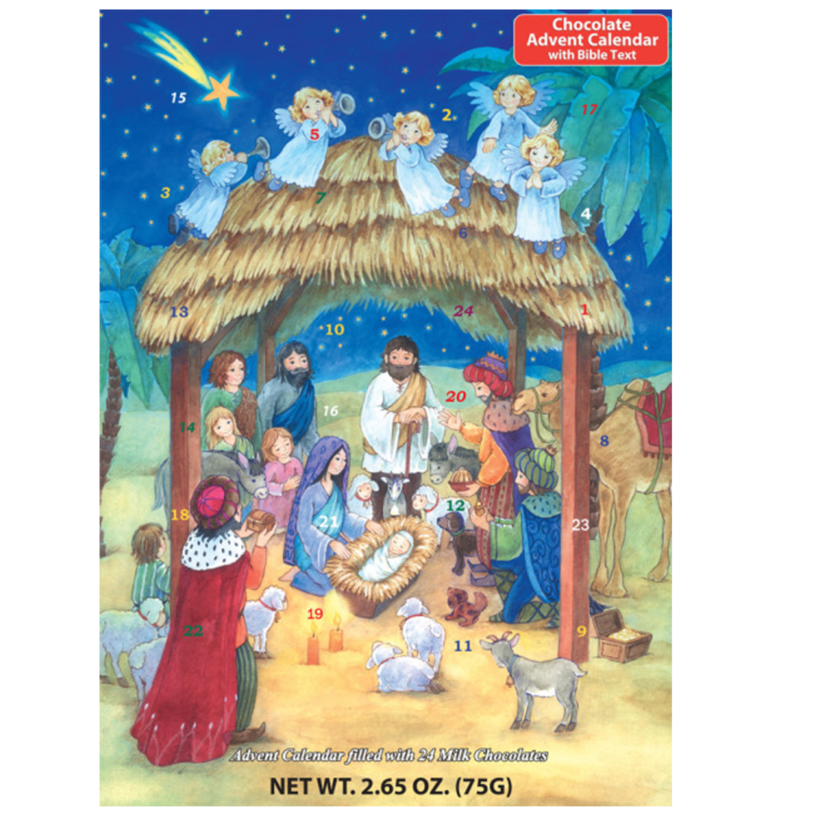 Chocolate Advent Calendar & Nativity Story with Bible Text Steve's