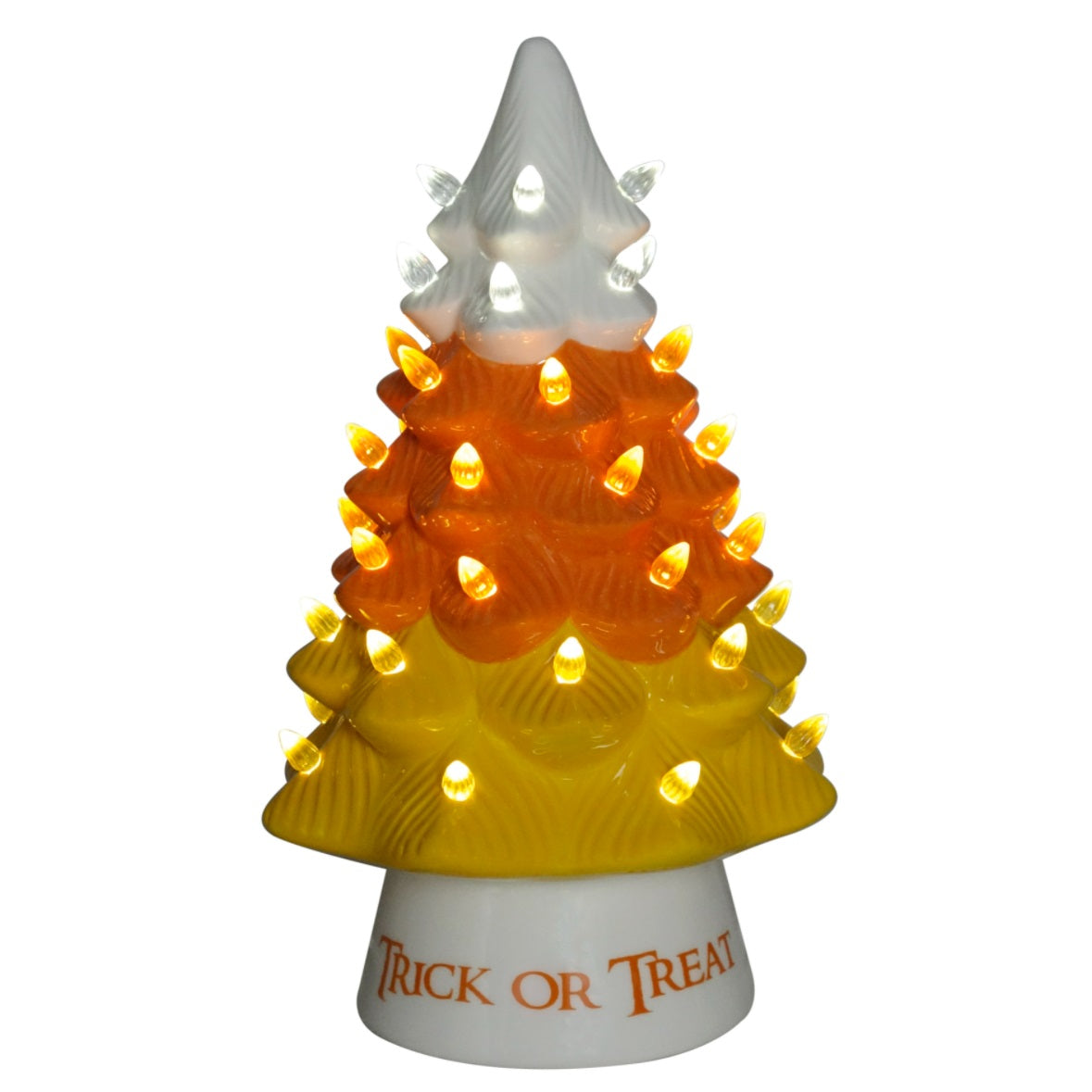 Candy Corn Light Up Ceramic Halloween Tree 13" Steve's Hallmark