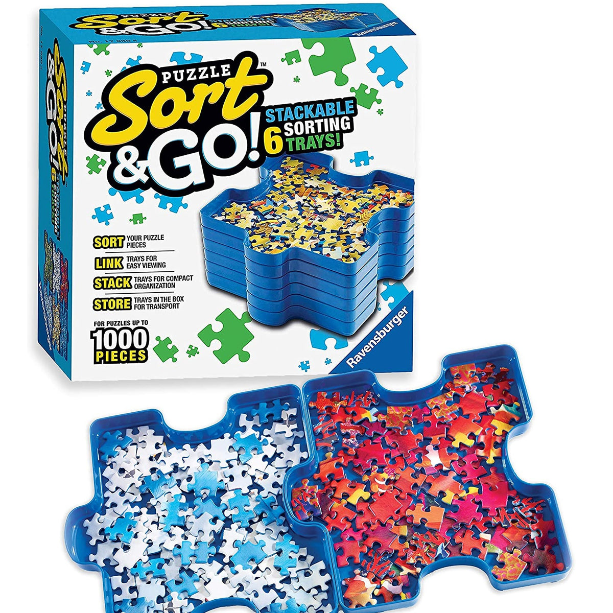Ravensburger SORT & GO Puzzle Organizer Accessory 6 Trays Fit 1,000 Piece  Puzzle