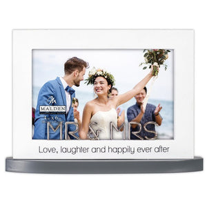 Mr. & Mrs. Love Laughter Happily Ever After Picture Frame Holds 4"x6" Photo