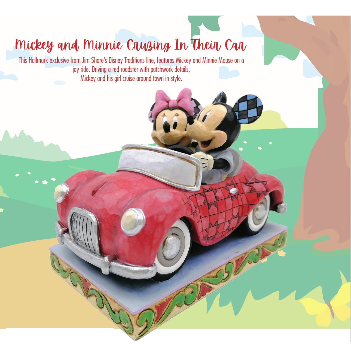 Disney Jim Mickey and Minnie in Red Car Cruise in Style Hallmark