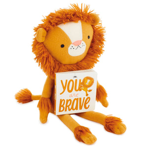 Hallmark MopTops Lion Stuffed Animal With You Are Brave Board Book