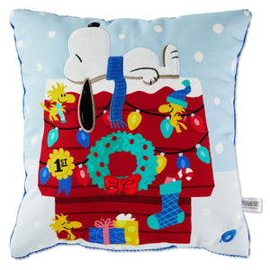 Hallmark Peanuts® Snoopy's Doghouse Holiday Throw Pillow, 16x16