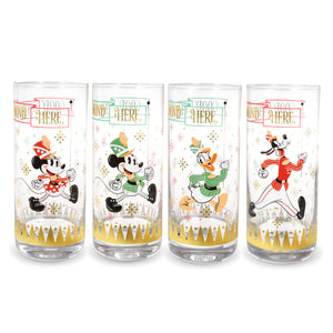 Hallmark Disney 100 Years of Wonder Mickey and Friends Parade Holiday Glasses, Set of 4