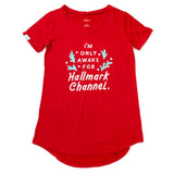 Hallmark Channel Only Awake Oversized Women's Red Sleep Shirt, Small/Medium