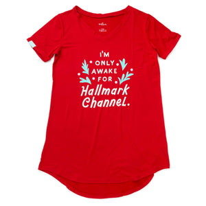 Hallmark Channel Only Awake Oversized Women's Red Sleep Shirt, Medium/Large