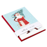Hallmark Santa Carrying Fir Tree Packaged Christmas Cards, Set of 5
