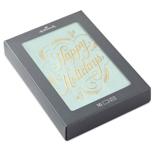 Hallmark Gold and Green Boxed Christmas Cards, Pack of 16