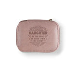 Personalized Travel Jewelry Box in Pink with Debossed Title Daughter and Message A special daughter - be the hero in your own life story