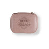 Personalized Travel Jewelry Box in Pink with Debossed Title and Message Sisters a little bit of childhood that can never be lost