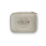 Personalized Travel Jewelry Box in Gold with Debossed Name Amanda - be bold, be brave, be you
