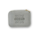 Personalized Travel Jewelry Box in Silver with Debossed Name Cheryl - dream big, work hard, make it happen