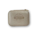 Personalized Travel Jewelry Box in Gold with Debossed Name Christina - be bold, be brave, be you