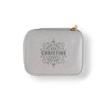 Personalized Travel Jewelry Box in Silver with Debossed Name Christine - you've totally got this