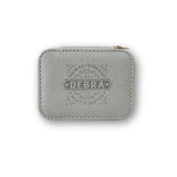 Personalized Travel Jewelry Box in Silver with Debossed Name Debra - dream big, work hard, make it happen