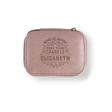 Personalized Travel Jewelry Box in Pink with Debossed Name Elizabeth - never let anyone dull your sparkle