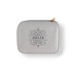 Personalized Travel Jewelry Box in Silver with Debossed Name Julie - you've totally got this