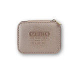 Personalized Travel Jewelry Box in Pink with Debossed Name Kathleen - be your own kind of beautiful