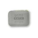 Personalized Travel Jewelry Box in Silver with Debossed Name Kayla - dram big work hard make it happen