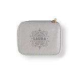 Personalized Travel Jewelry Box in Silver with Debossed Name Laura - you've totally got this