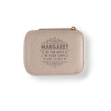 Personalized Travel Jewelry Box in Gold with Debossed Name Margaret - be the hero in your own life story