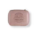 Personalized Travel Jewelry Box in Pink with Debossed Name Megan - never let anyone dull your sparkle