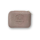 Personalized Travel Jewelry Box in Pink with Debossed Name Pamela - never let anyone dull your sparkle