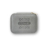 Personalized Travel Jewelry Box in Silver with Debossed Name Stephanie - dream big, work hard, make it happen