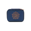 Personalized Travel Jewelry Box in Navy with Debossed Initial Letter D