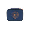 Personalized Travel Jewelry Box in Navy with Debossed Initial Letter G