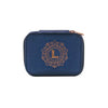 Personalized Travel Jewelry Box in Navy with Debossed Initial Letter L