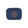 Personalized Travel Jewelry Box in Navy with Debossed Initial Letter N