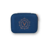 Personalized Travel Jewelry Box in Navy with Debossed Initial Letter V