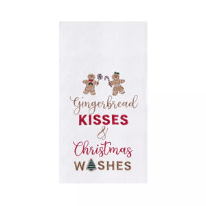 Gingerbread Kisses Christmas Wishes Towel