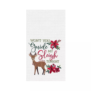 Won't You Guide My Sleigh Tonight Reindeer Christmas Towel